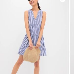 Pomander Place Women’s Tuckernuck Blue Striped Poplin Kenzo Dress, medium